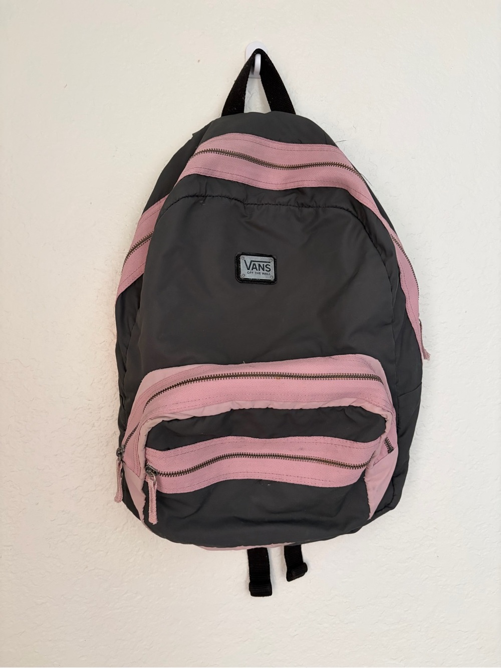 Vans Black Backpack with Pink Trim